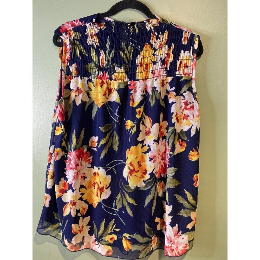 Kim & Cami Sheer Floral Blouse Large Cottagecore Romantic Career Made in the USA